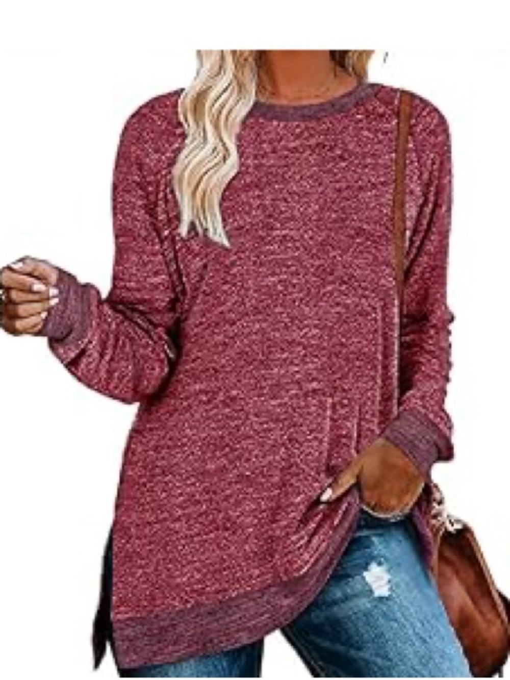 Cozy Wine colored Long Sleeve Women's Top